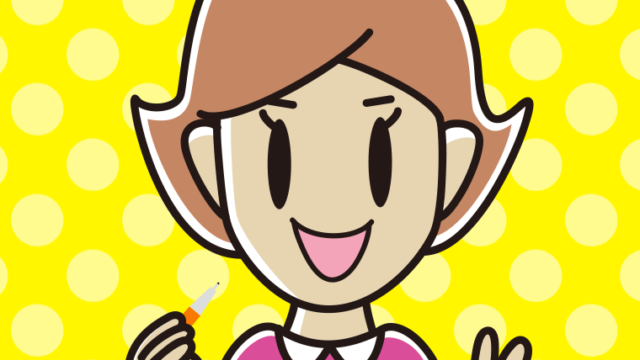 シャープペンを持つ女性のイラスト【色、背景あり】PNG