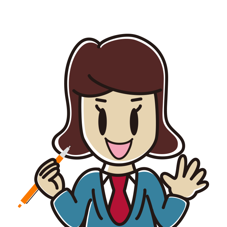 シャープペンを持つ女子高校生のイラスト【色あり、背景なし】透過PNG