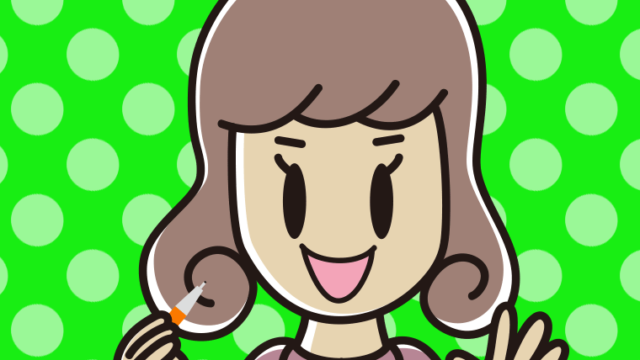 シャープペンを持つ女子大学生のイラスト【色、背景あり】PNG