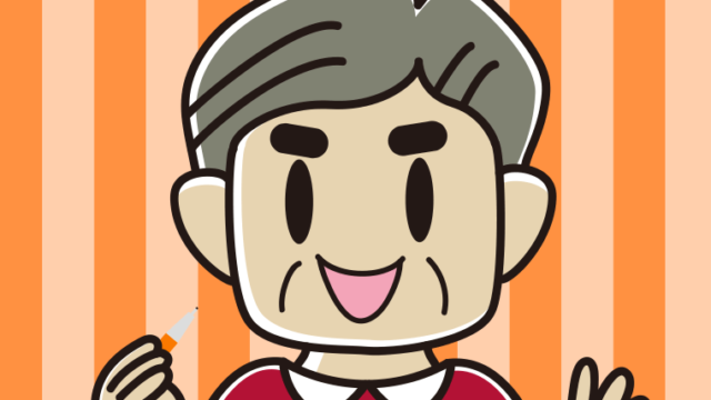 シャープペンを持つおじさんのイラスト【色、背景あり】PNG