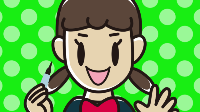 筆ペンを持つ女子中学生のイラスト【色、背景あり】PNG