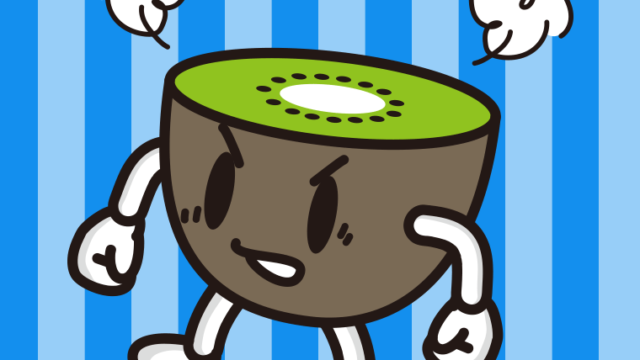 怒るキウイちゃんのイラスト【色、背景あり】PNG