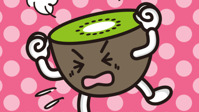 カンカンに怒るキウイちゃんのイラスト【色、背景あり】PNG
