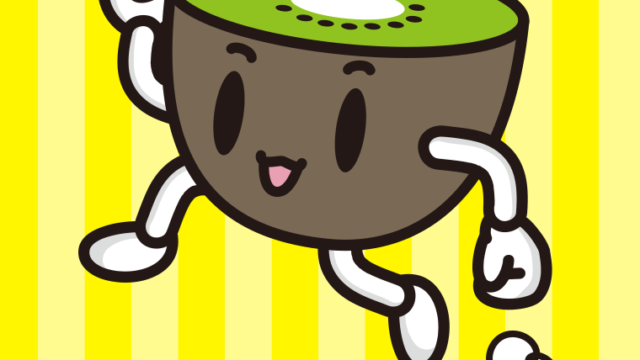 走るキウイちゃんのイラスト【色、背景あり】PNG