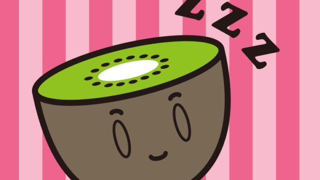 眠るキウイちゃんのイラスト【色、背景あり】PNG