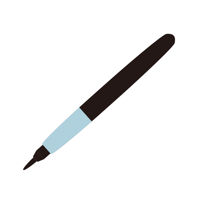 筆ペンのイラスト【色あり、背景なし】透過PNG