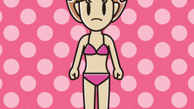 怒る水着の女性のイラスト【色、背景あり】PNG