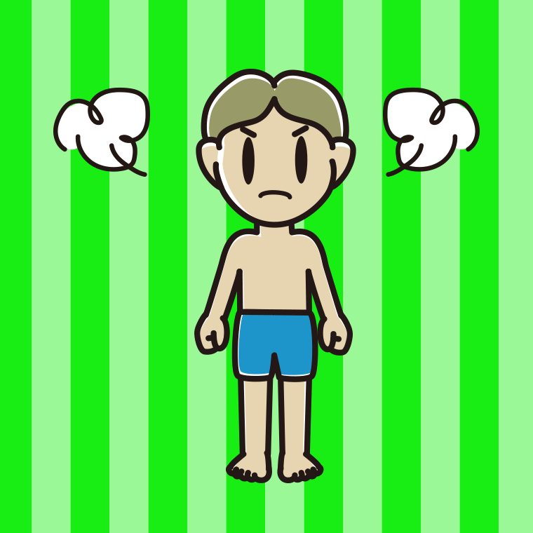 怒る水着の小学生男子のイラスト【色、背景あり】PNG