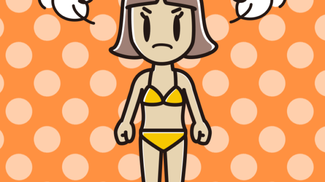 怒る水着の小学生女子のイラスト【色、背景あり】PNG