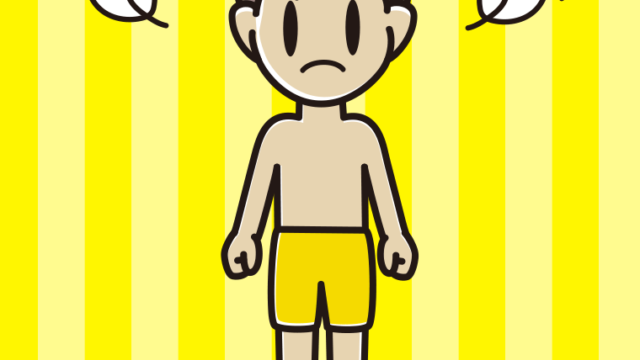 怒る水着の男子中学生のイラスト【色、背景あり】PNG