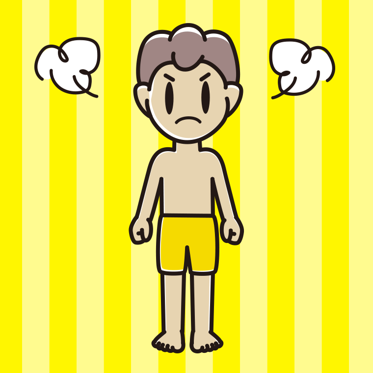 怒る水着の男子中学生のイラスト【色、背景あり】PNG