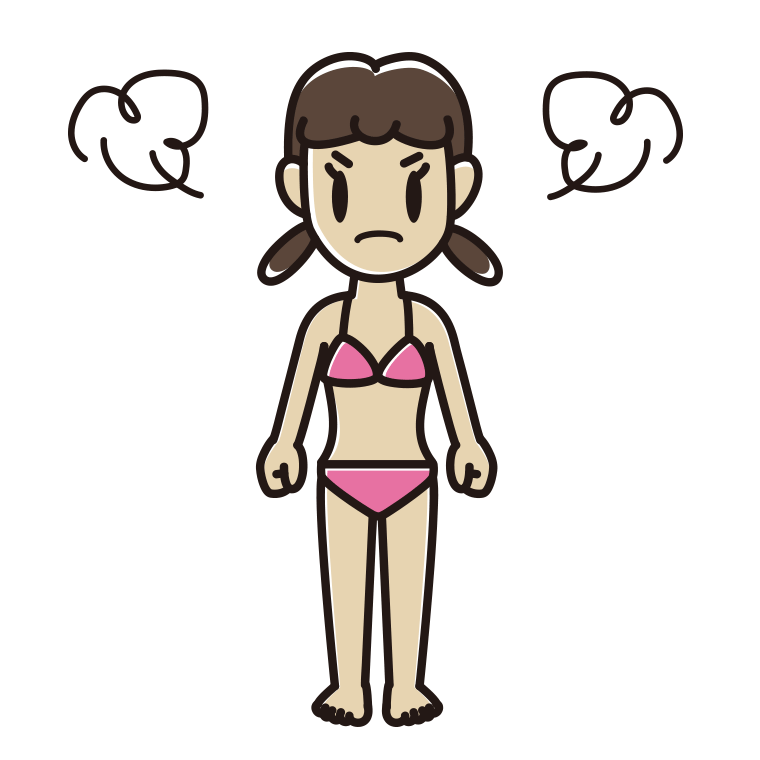 怒る水着の女子中学生のイラスト【色あり、背景なし】透過PNG