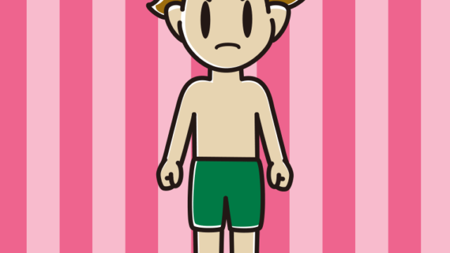 怒る水着の男子高校生のイラスト【色、背景あり】PNG