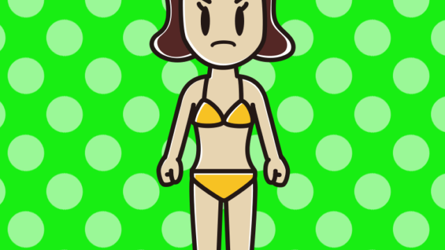 怒る水着の女子高校生のイラスト【色、背景あり】PNG