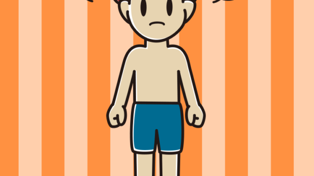 怒る水着の男子大学生のイラスト【色、背景あり】PNG