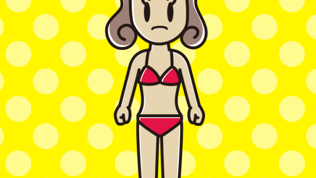 怒る水着の女子大学生のイラスト【色、背景あり】PNG