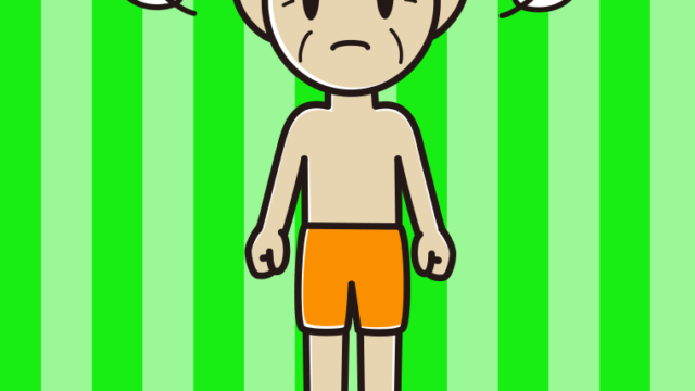 怒る水着のおじいさんのイラスト【色、背景あり】PNG
