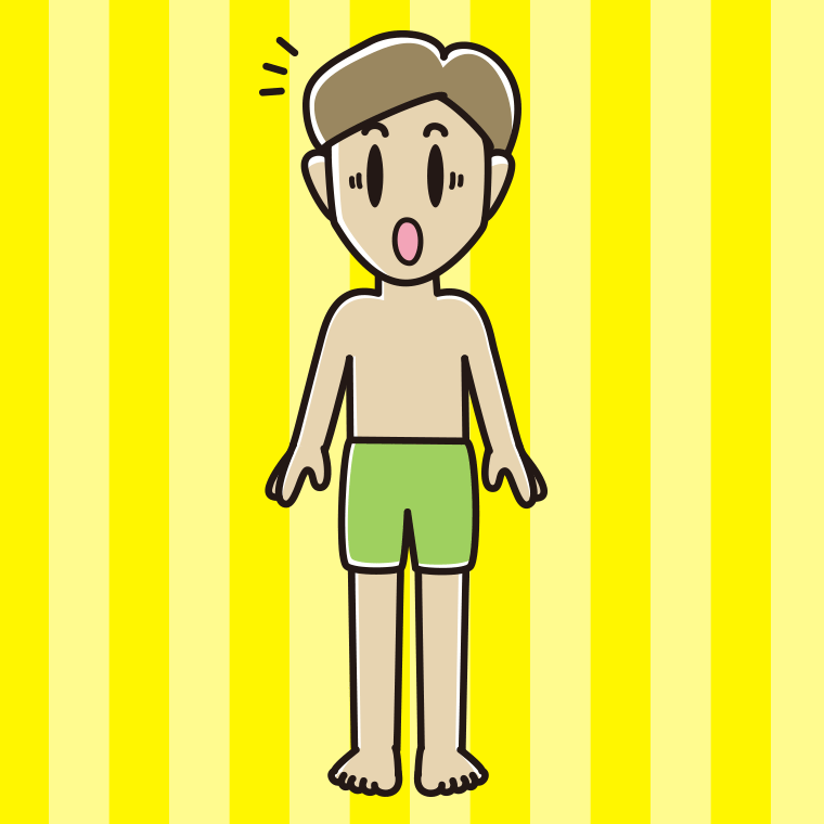 驚く水着の男性のイラスト【色、背景あり】PNG