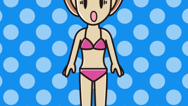 驚く水着の女性のイラスト【色、背景あり】PNG