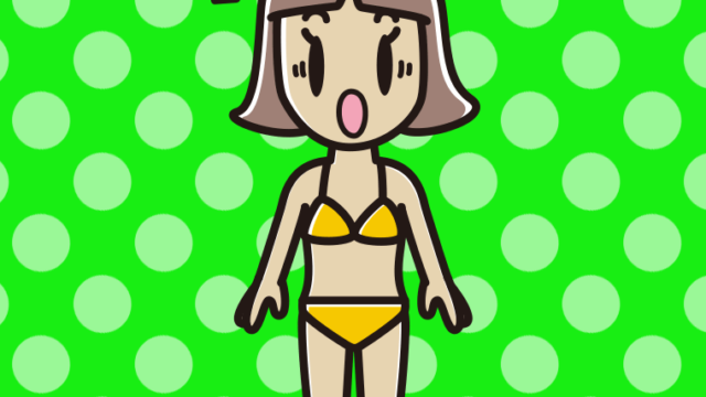 驚く水着の小学生女子のイラスト【色、背景あり】PNG