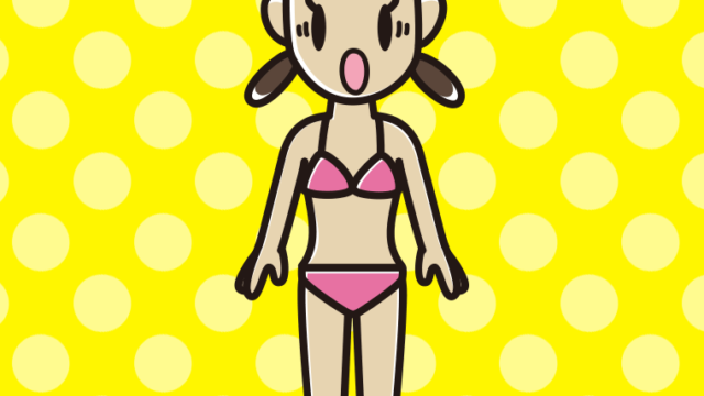 驚く水着の女子中学生のイラスト【色、背景あり】PNG