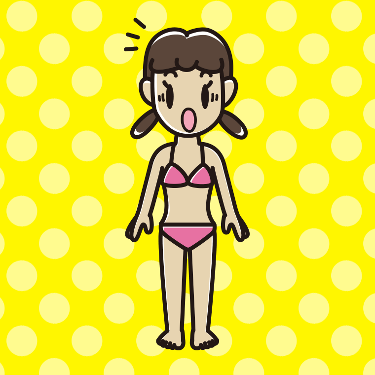 驚く水着の女子中学生のイラスト【色、背景あり】PNG
