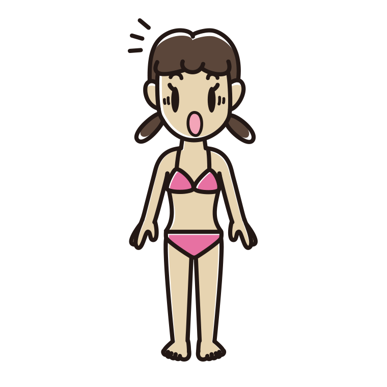 驚く水着の女子中学生のイラスト【色あり、背景なし】透過PNG