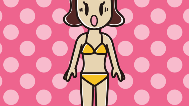 驚く水着の女子高校生のイラスト【色、背景あり】PNG