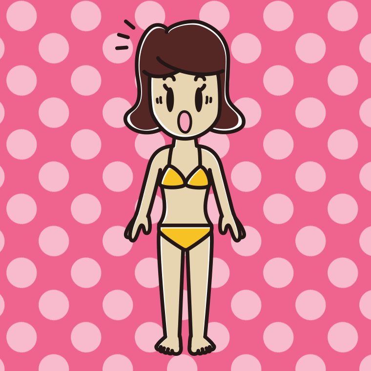 驚く水着の女子高校生のイラスト【色、背景あり】PNG