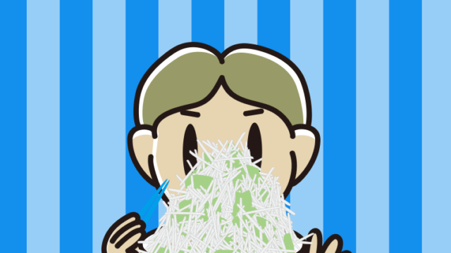 大盛（マシマシ）ラーメンを食べる小学生男子のイラスト【色、背景あり】PNG