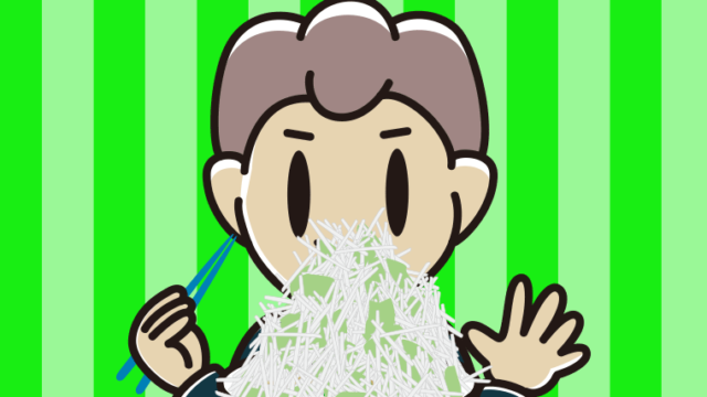 大盛（マシマシ）ラーメンを食べる男子中学生のイラスト【色、背景あり】PNG