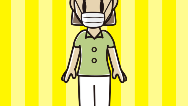 マスクをする女性会社員（クールビズ）のイラスト【色、背景あり】PNG