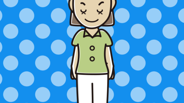 お辞儀する女性会社員（クールビズ）のイラスト【色、背景あり】PNG