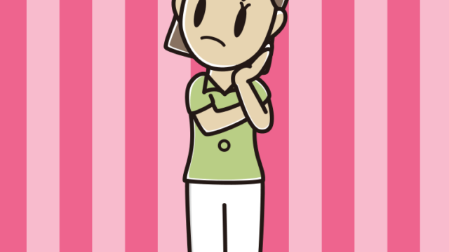 考える女性会社員（クールビズ）のイラスト【色、背景あり】PNG