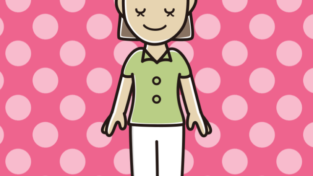 目を閉じる女性会社員（クールビズ）のイラスト【色、背景あり】PNG