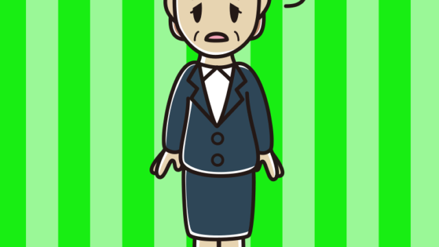 ぼーっとする年配女性会社員のイラスト【色、背景あり】PNG