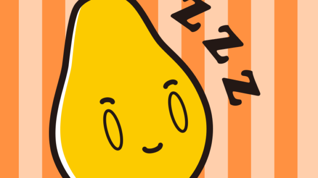 眠るパパイヤちゃんのイラスト【色、背景あり】PNG