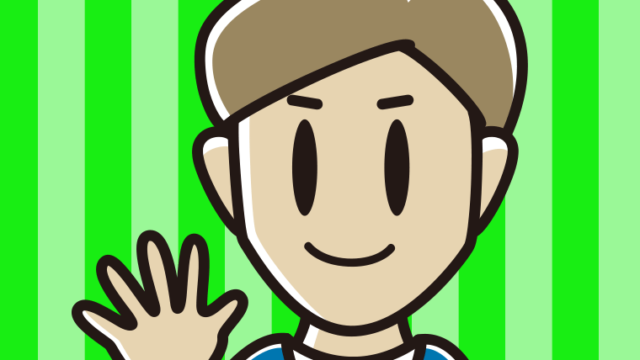 じゃんけんでパーを出す男性のイラスト【色、背景あり】PNG