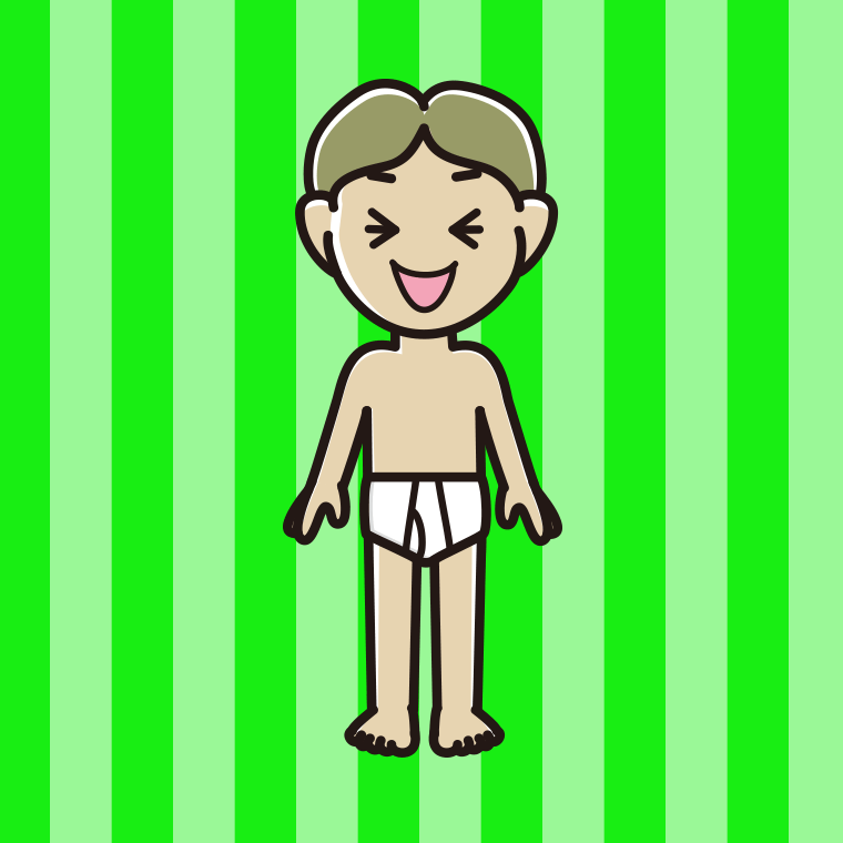 笑う下着姿の小学生男子のイラスト【色、背景あり】PNG