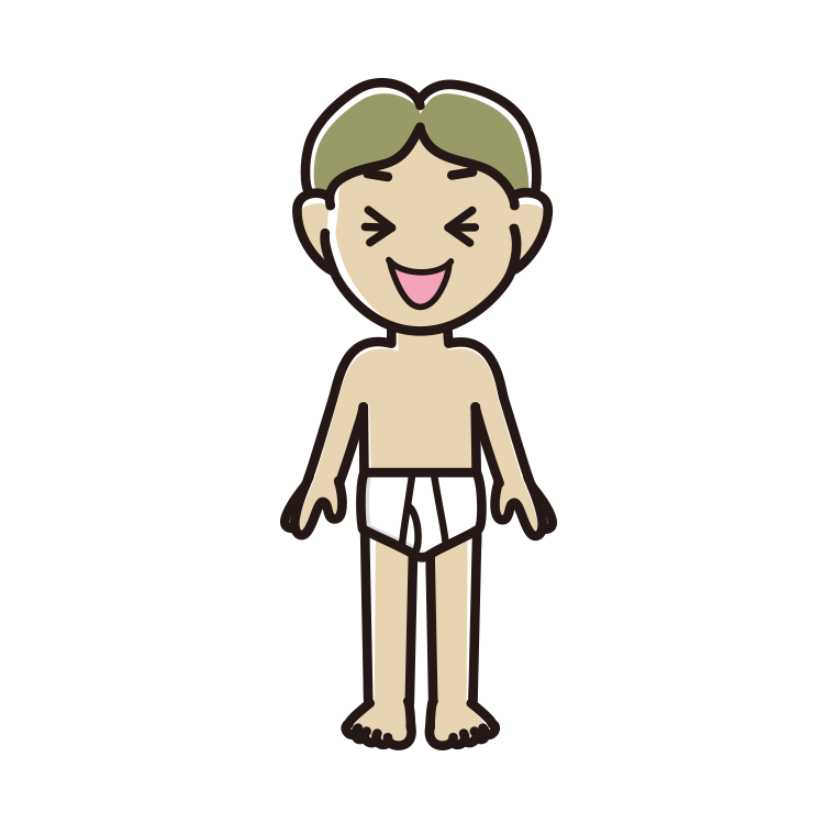 笑う下着姿の小学生男子のイラスト【色あり、背景なし】透過PNG