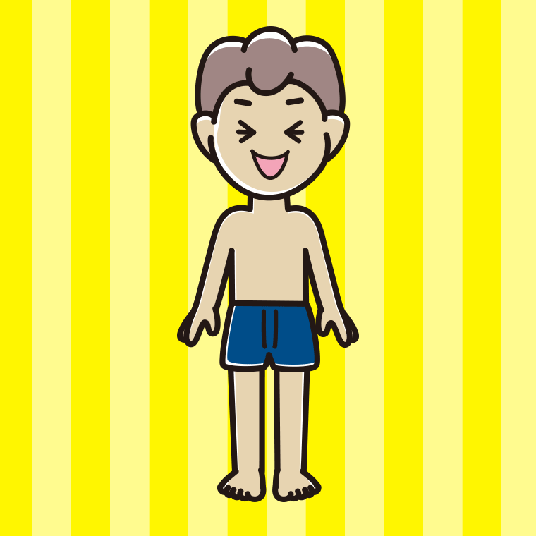 笑う下着姿の男子中学生のイラスト【色、背景あり】PNG