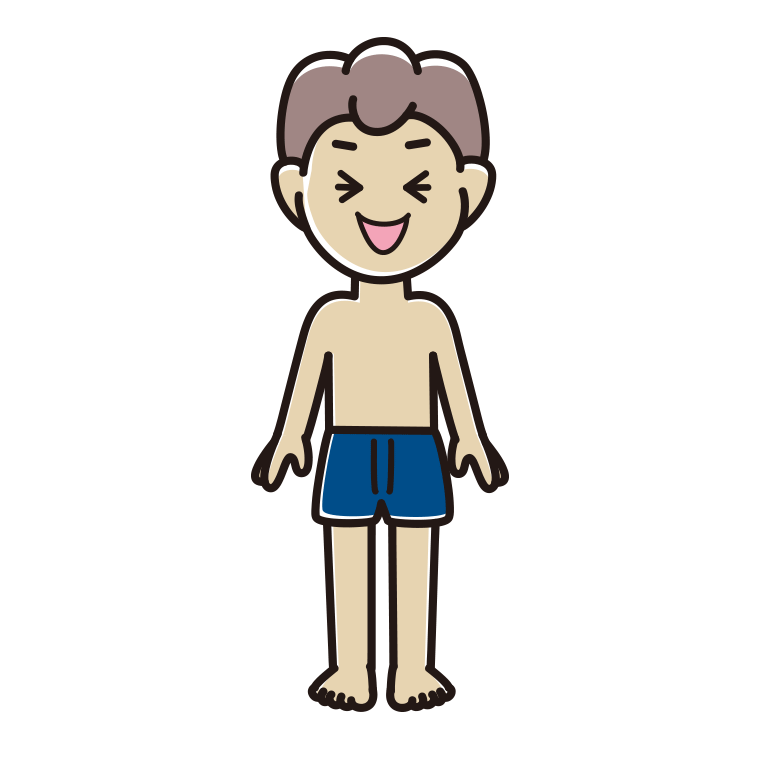笑う下着姿の男子中学生のイラスト【色あり、背景なし】透過PNG