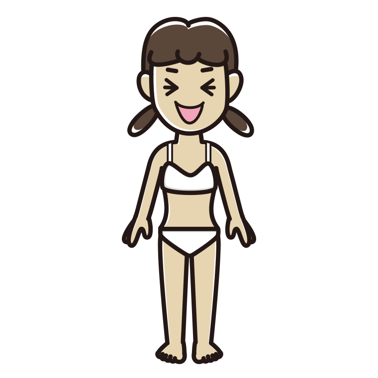 笑う下着姿の女子中学生のイラスト【色あり、背景なし】透過PNG