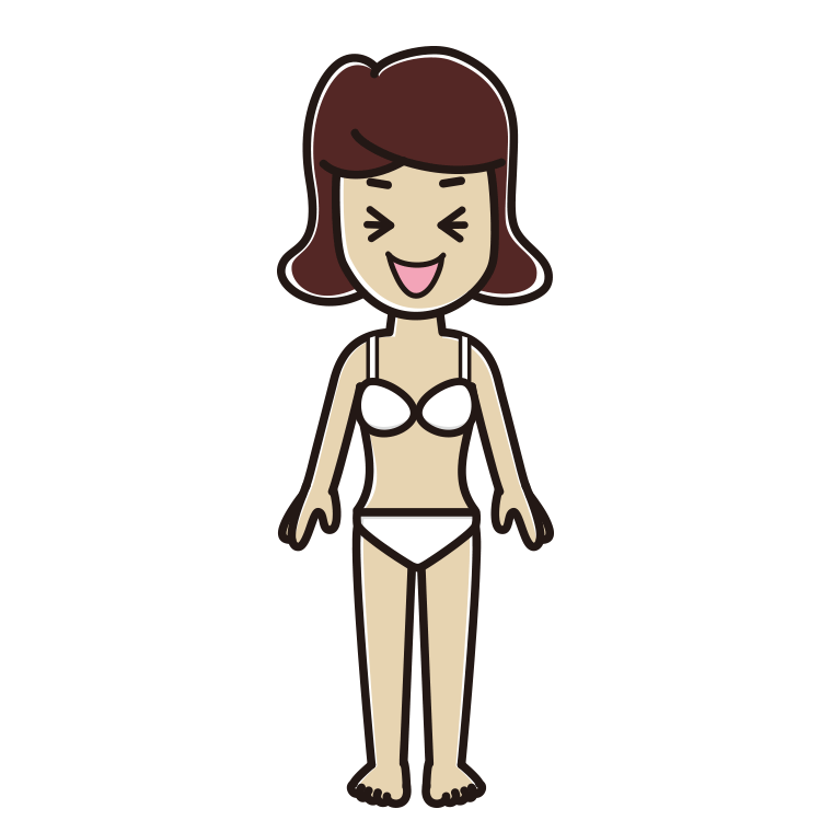 笑う下着姿の女子高校生のイラスト【色あり、背景なし】透過PNG
