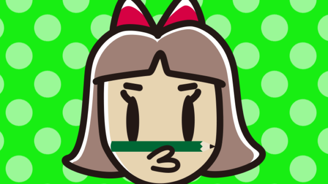 鼻の下に鉛筆を挟む小学生女子のイラスト【色、背景あり】PNG