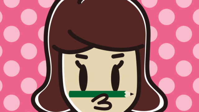 鼻の下に鉛筆を挟む女子高校生のイラスト【色、背景あり】PNG