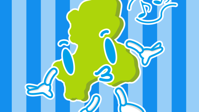 口笛を吹く岐阜ちゃんのイラスト【色、背景あり】PNG