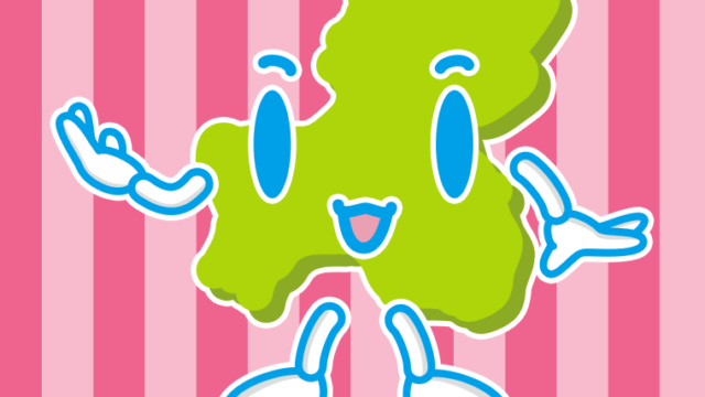 案内する岐阜ちゃんのイラスト【色、背景あり】PNG