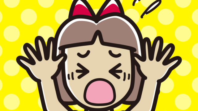 怖くて両手をあげる小学生女子のイラスト【色、背景あり】PNG