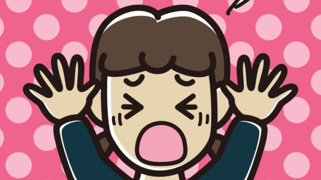 怖くて両手をあげる女子中学生のイラスト【色、背景あり】PNG